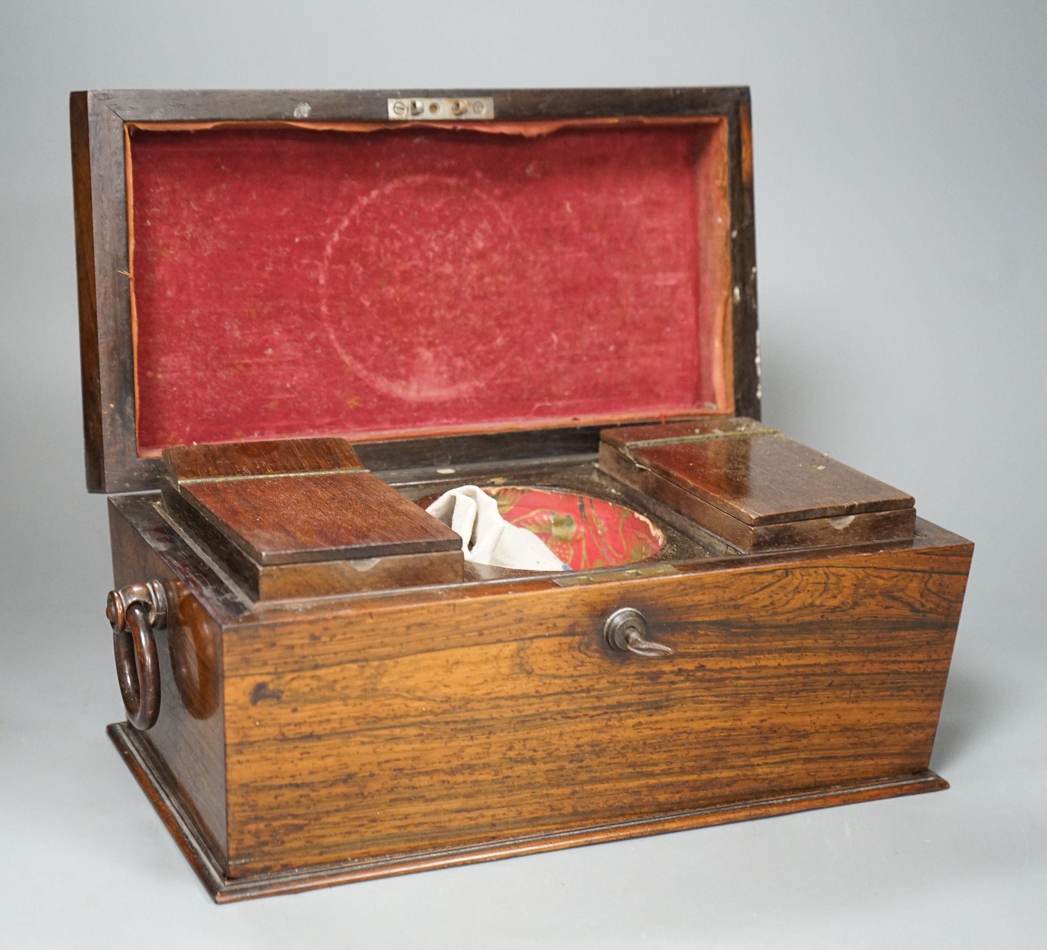 A Victorian rosewood tea caddy, 35cm